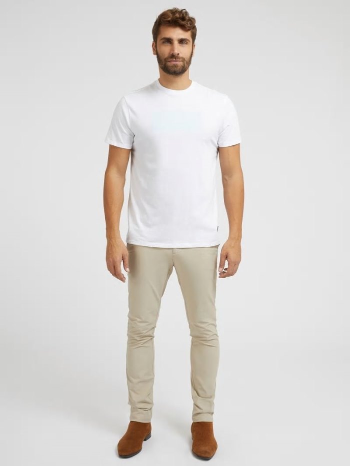 Camiseta Guess Front Logo Hombre Blancos | SE-693317