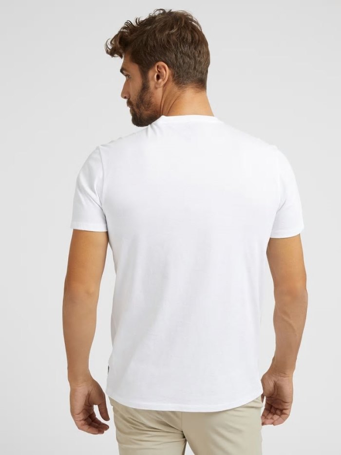 Camiseta Guess Front Logo Hombre Blancos | SE-693317