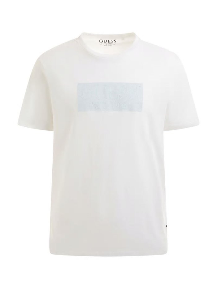 Camiseta Guess Front Logo Hombre Blancos | SE-693317