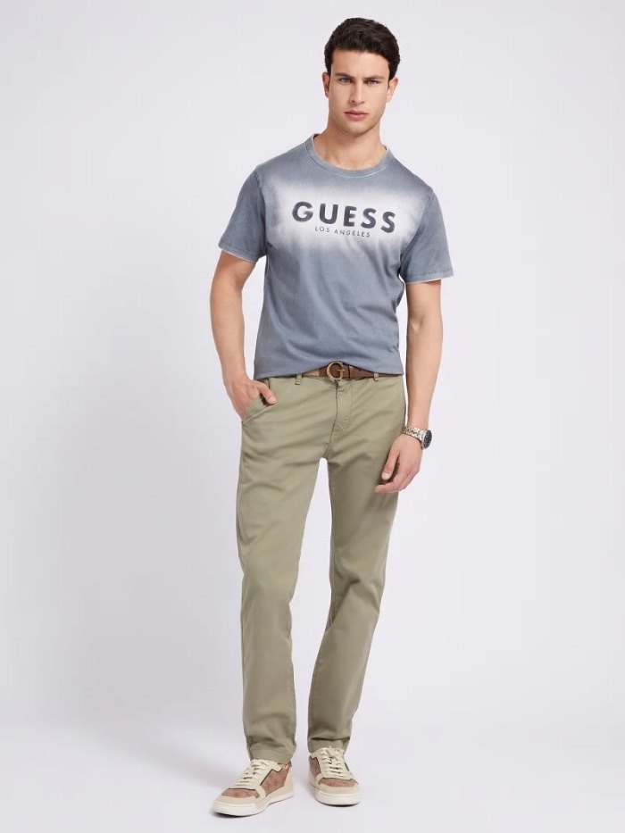 Camiseta Guess Front Logo Hombre Grises | SE-830517