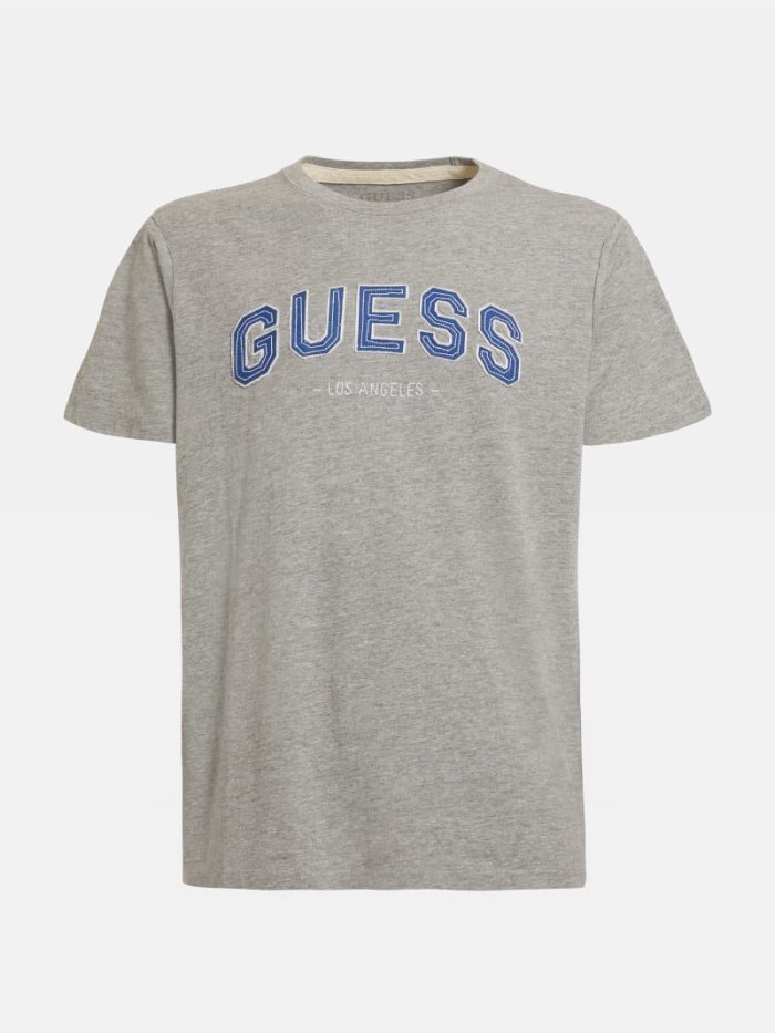 Camiseta Guess Front Logo Hombre Grises | SE-447207