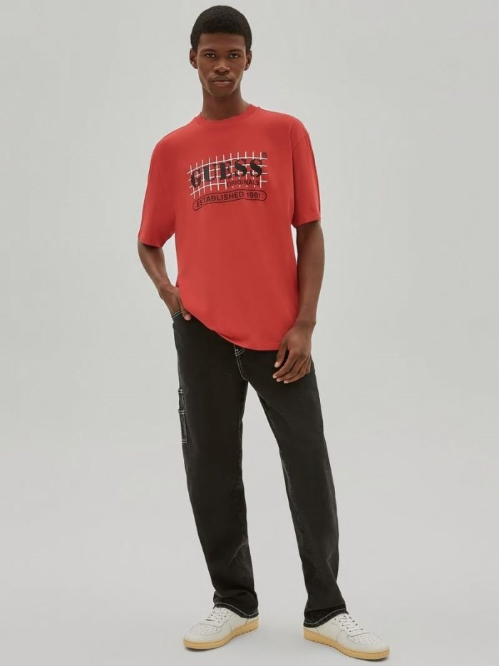 Camiseta Guess Front Logo Hombre Rojos | SE-066365