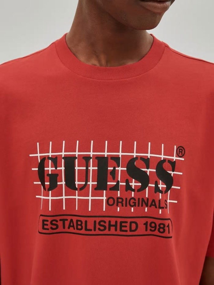 Camiseta Guess Front Logo Hombre Rojos | SE-066365