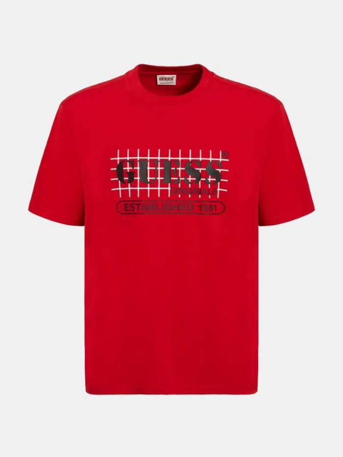 Camiseta Guess Front Logo Hombre Rojos | SE-066365