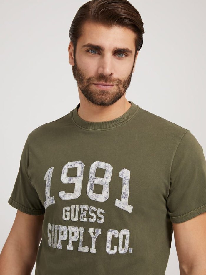 Camiseta Guess Front Logo Hombre Verdes | SE-200388