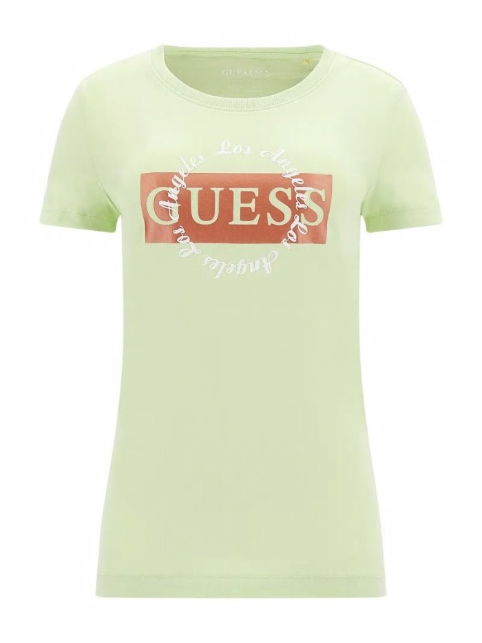 Camiseta Guess Front Logo Mujer Verdes | SE-580658