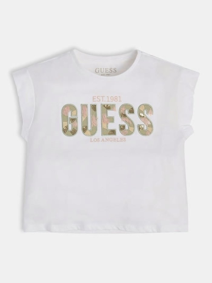 Camiseta Guess Front Logo Print Niños Blancos | SE-898357