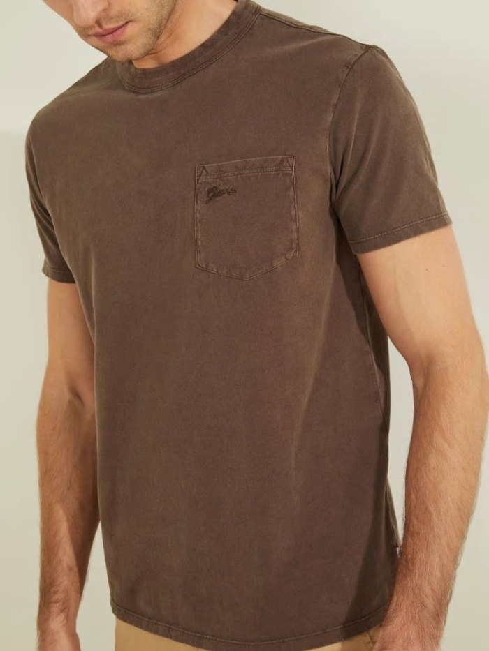 Camiseta Guess Front Pocket Hombre Marrom | SE-884003