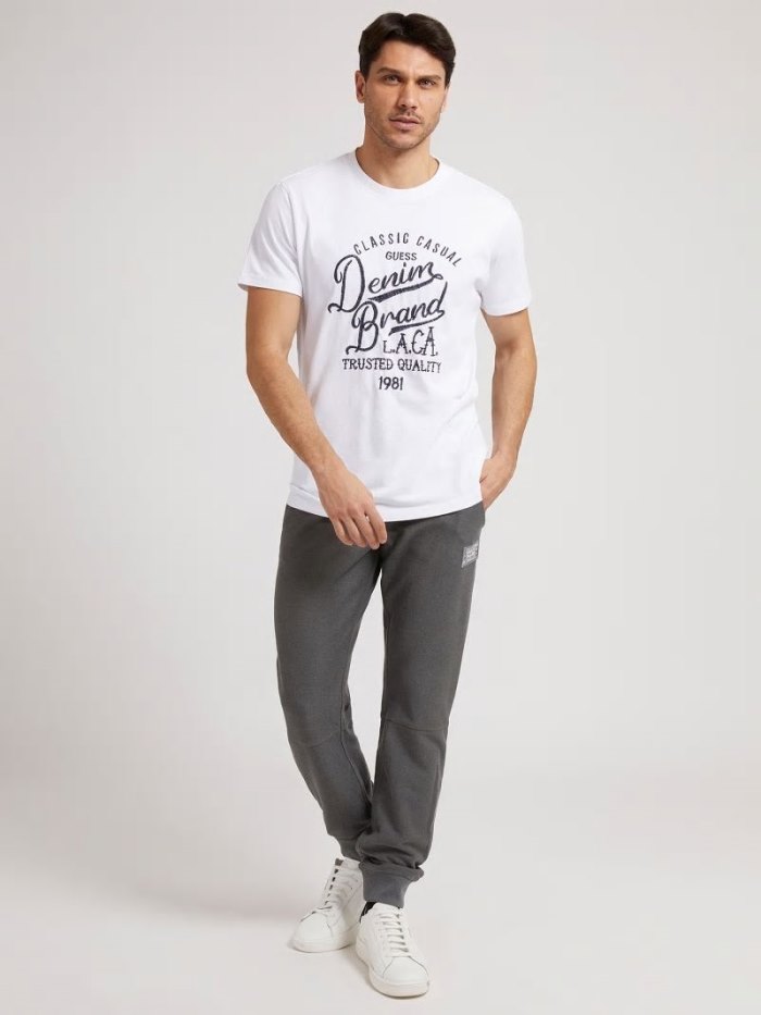 Camiseta Guess Front Print Hombre Blancos | SE-594602