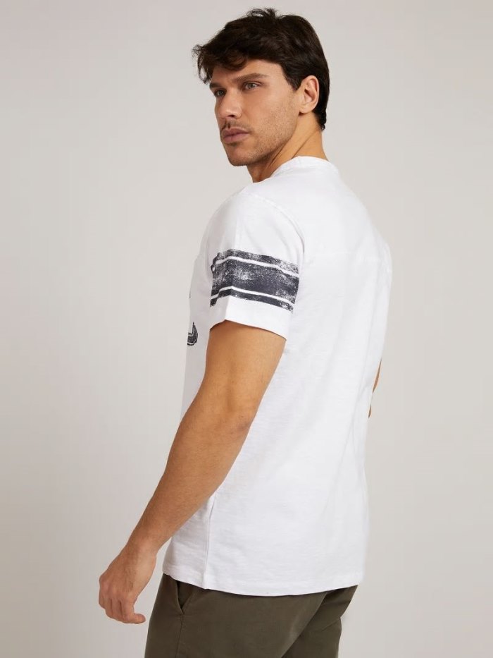 Camiseta Guess Front Print Hombre Blancos | SE-447418