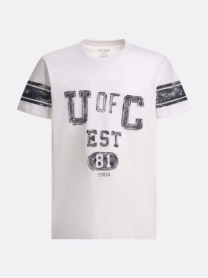 Camiseta Guess Front Print Hombre Blancos | SE-447418