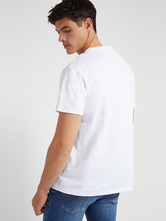 Camiseta Guess Front Print Hombre Blancos | SE-791417