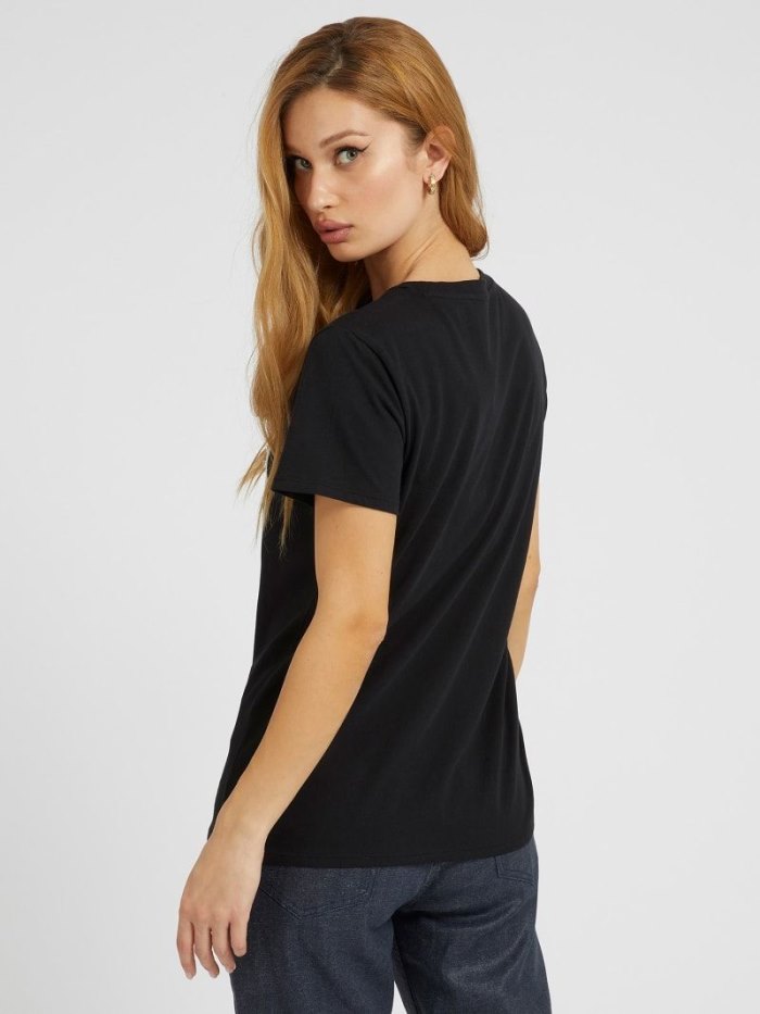 Camiseta Guess Front Print Mujer Negros | SE-452870