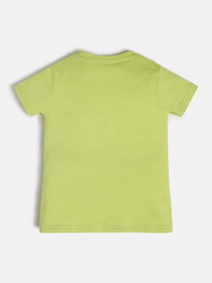 Camiseta Guess Front Triangle Logo Niños Verdes | SE-217485