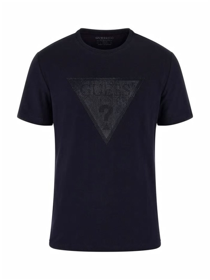 Camiseta Guess Front Triangle Logo Print Hombre Azules | SE-036729