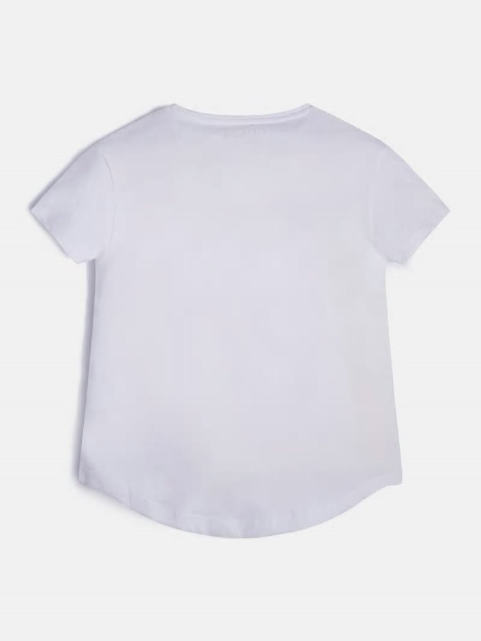 Camiseta Guess Front Tringle Logo Niños Blancos | SE-996375