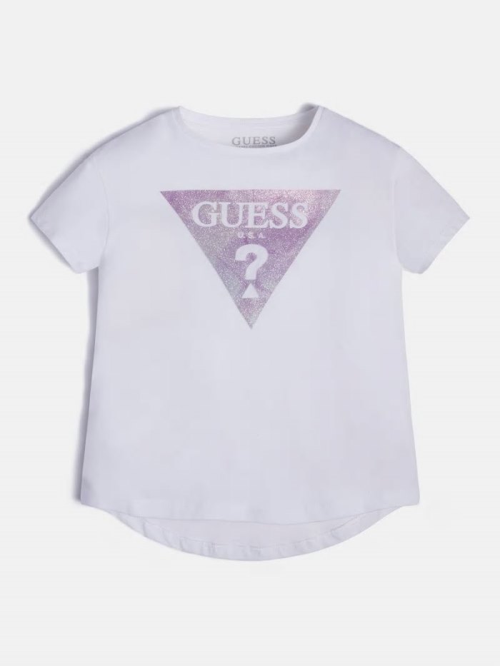 Camiseta Guess Front Tringle Logo Niños Blancos | SE-996375