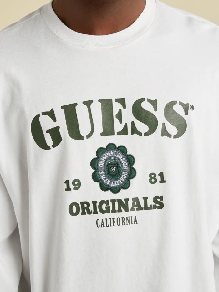 Camiseta Guess Front-logo Hombre Blancos | SE-214134