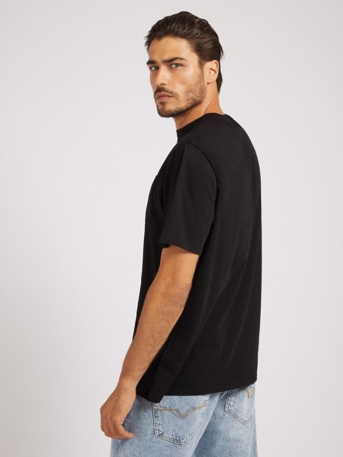 Camiseta Guess Front-logo Hombre Negros | SE-909952