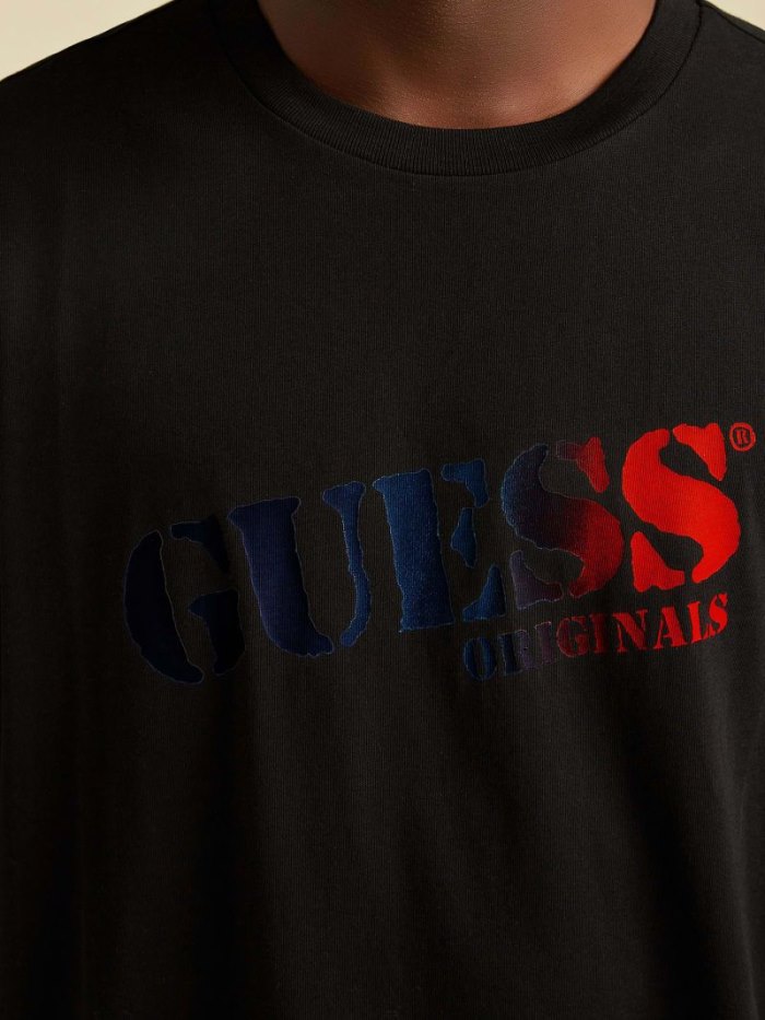 Camiseta Guess Front-logo Hombre Negros | SE-923834