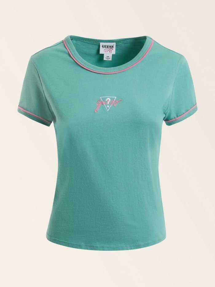 Camiseta Guess Front-logo Mujer Azules | SE-431102