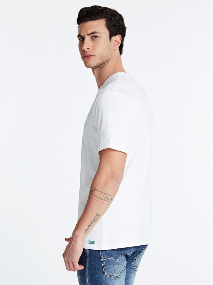 Camiseta Guess Istanbul Logo Hombre Blancos | SE-988660