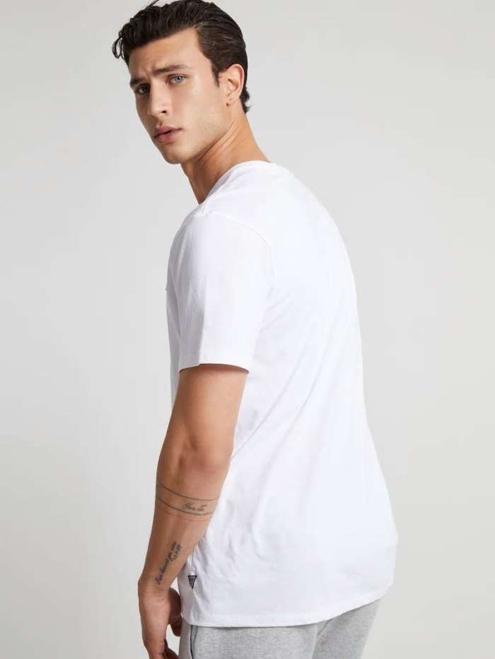 Camiseta Guess Logo Front Hombre Blancos | SE-344873