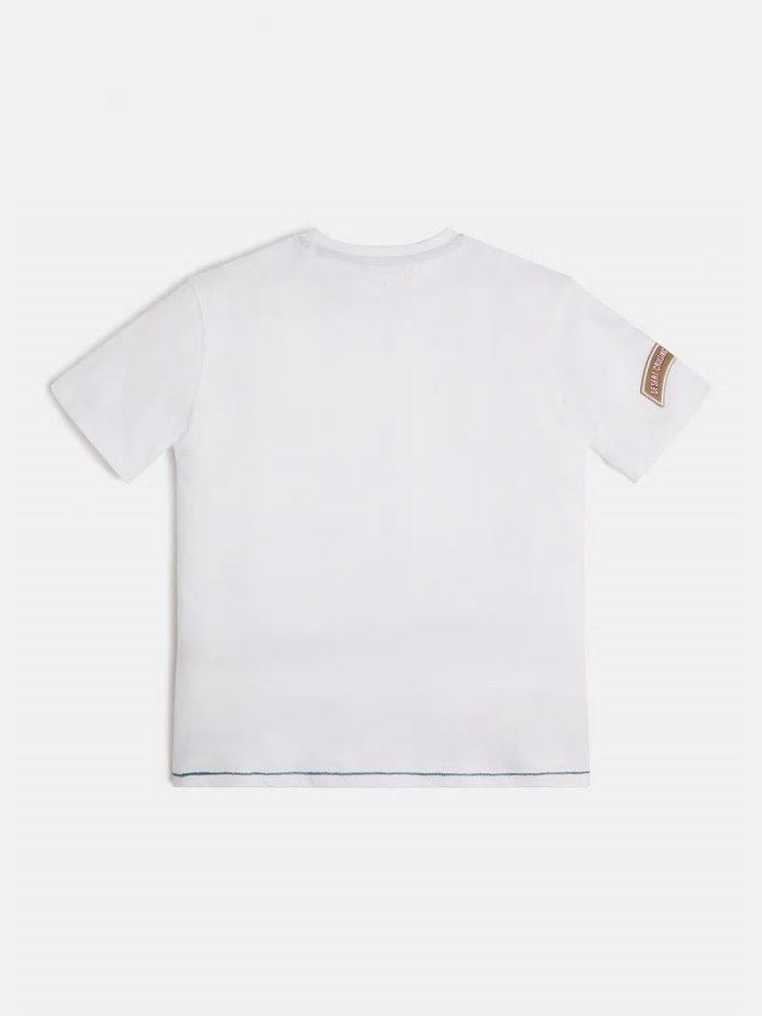 Camiseta Guess Logo Patch Niños Blancos | SE-070428