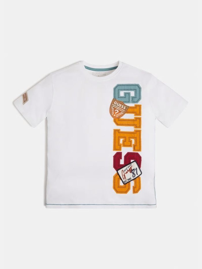 Camiseta Guess Logo Patch Niños Blancos | SE-070428