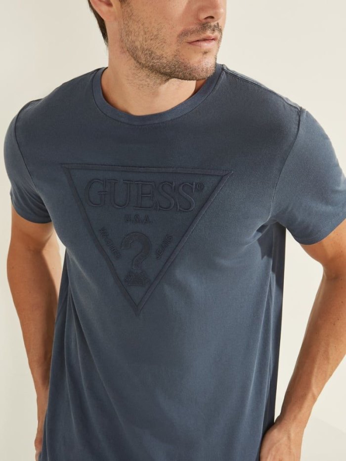 Camiseta Guess Logo Triangle Hombre Azules | SE-299622