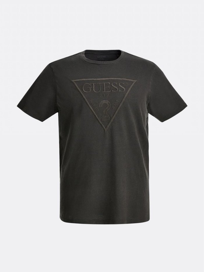 Camiseta Guess Logo Triangle Hombre Negros | SE-488181