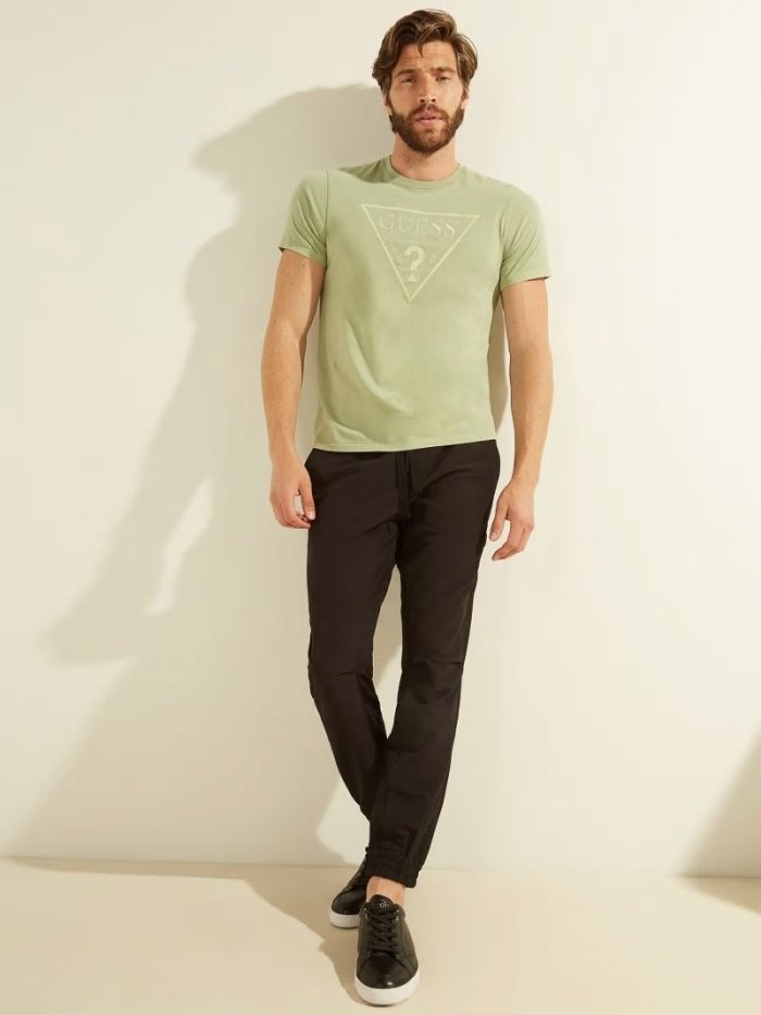 Camiseta Guess Logo Triangle Hombre Verdes | SE-770331