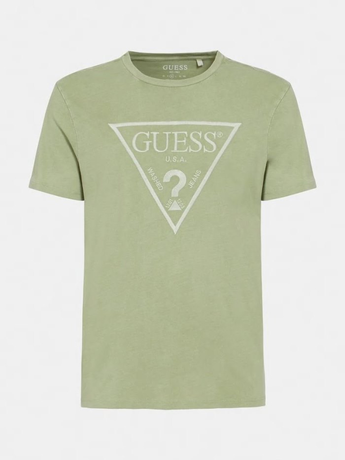 Camiseta Guess Logo Triangle Hombre Verdes | SE-770331