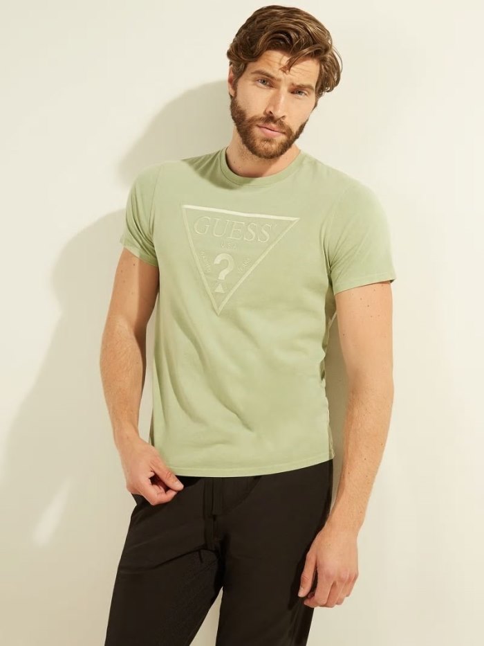 Camiseta Guess Logo Triangle Hombre Verdes | SE-770331