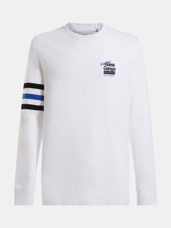 Camiseta Guess Long Sleeves Hombre Blancos | SE-485776