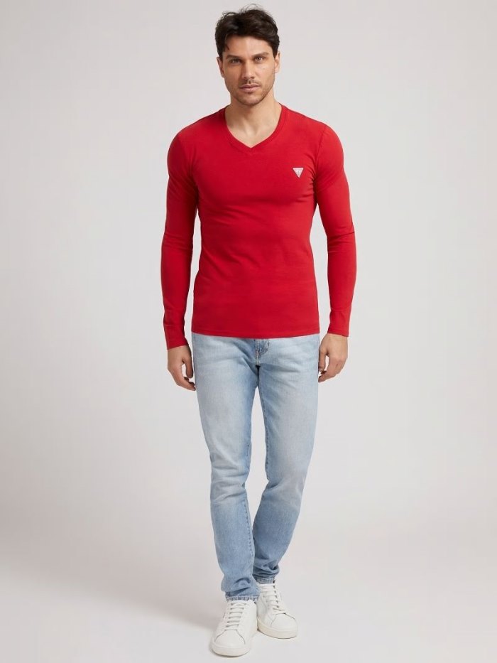 Camiseta Guess Long Sleeves Hombre Rojos | SE-316706