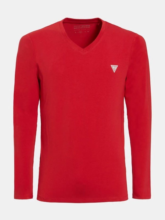 Camiseta Guess Long Sleeves Hombre Rojos | SE-316706