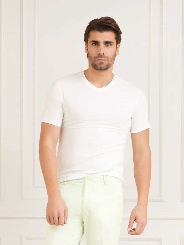 Camiseta Guess Marciano Slim Hombre Blancos | SE-359682