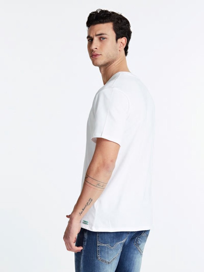 Camiseta Guess Milan Logo Hombre Blancos | SE-942869