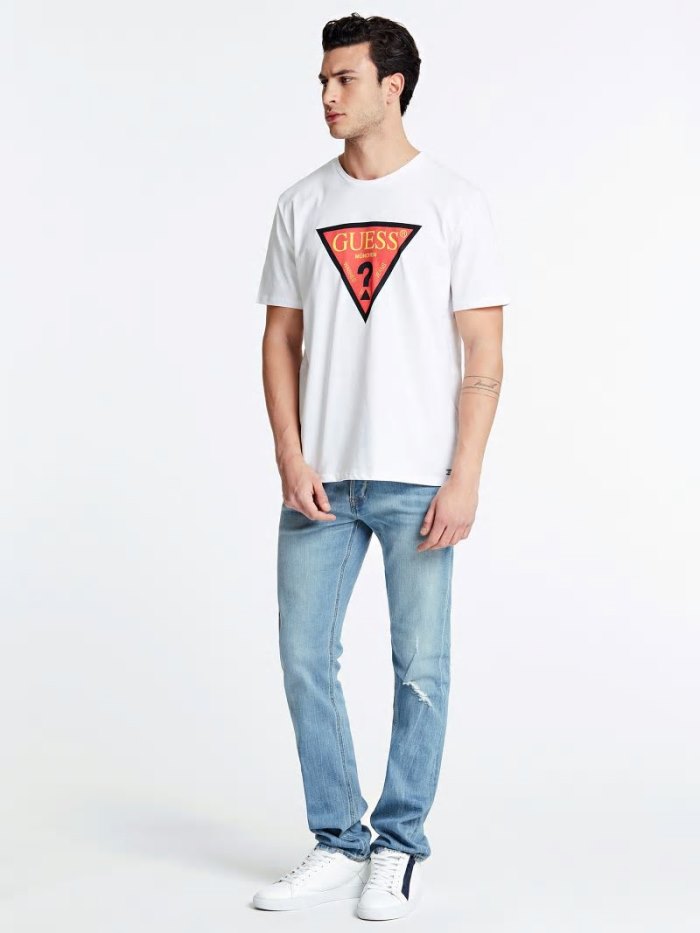 Camiseta Guess Monaco Logo Hombre Blancos | SE-916125