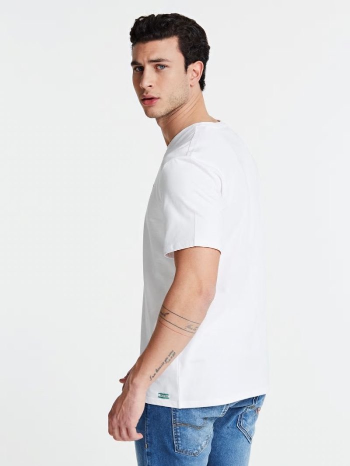 Camiseta Guess Paris Logo Hombre Blancos | SE-408998