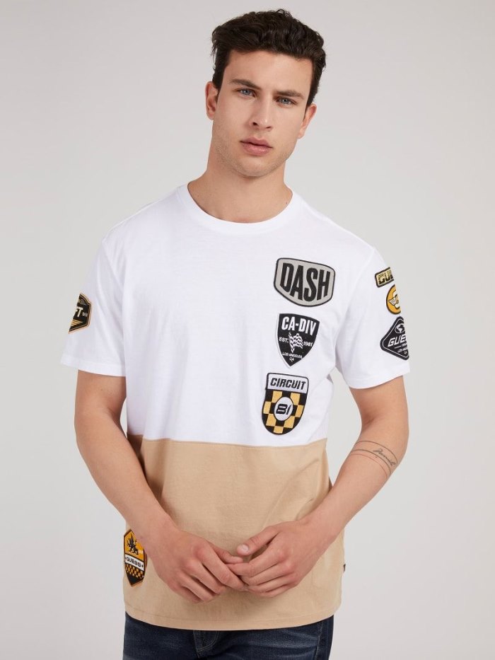 Camiseta Guess Patch Hombre Blancos | SE-785950