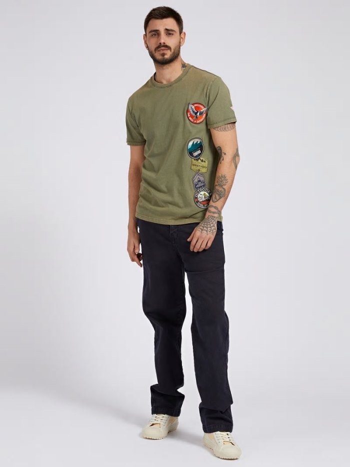 Camiseta Guess Patch Hombre Verdes | SE-490809