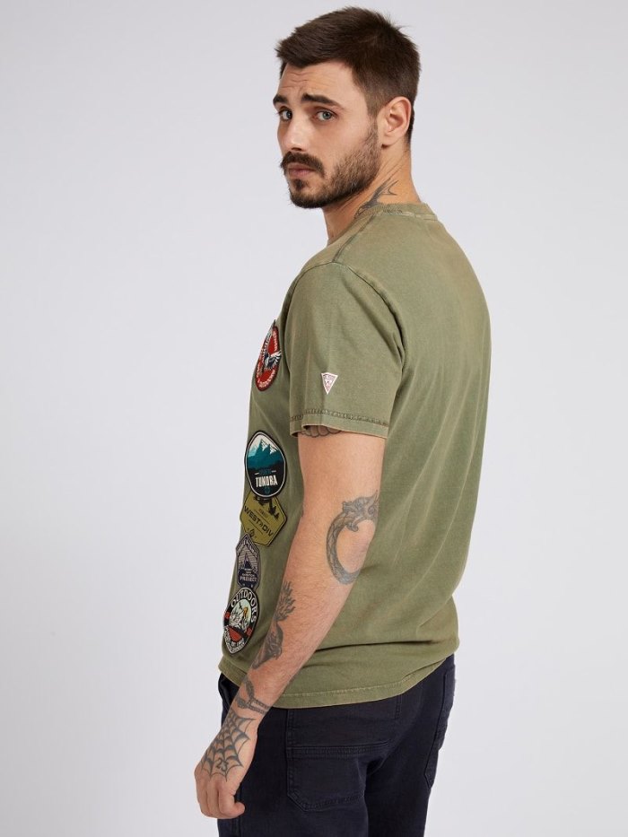 Camiseta Guess Patch Hombre Verdes | SE-490809