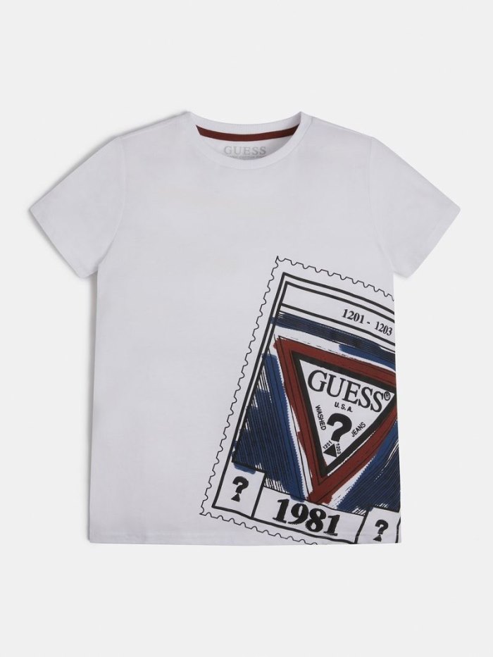 Camiseta Guess Side Print Niños Blancos | SE-715112