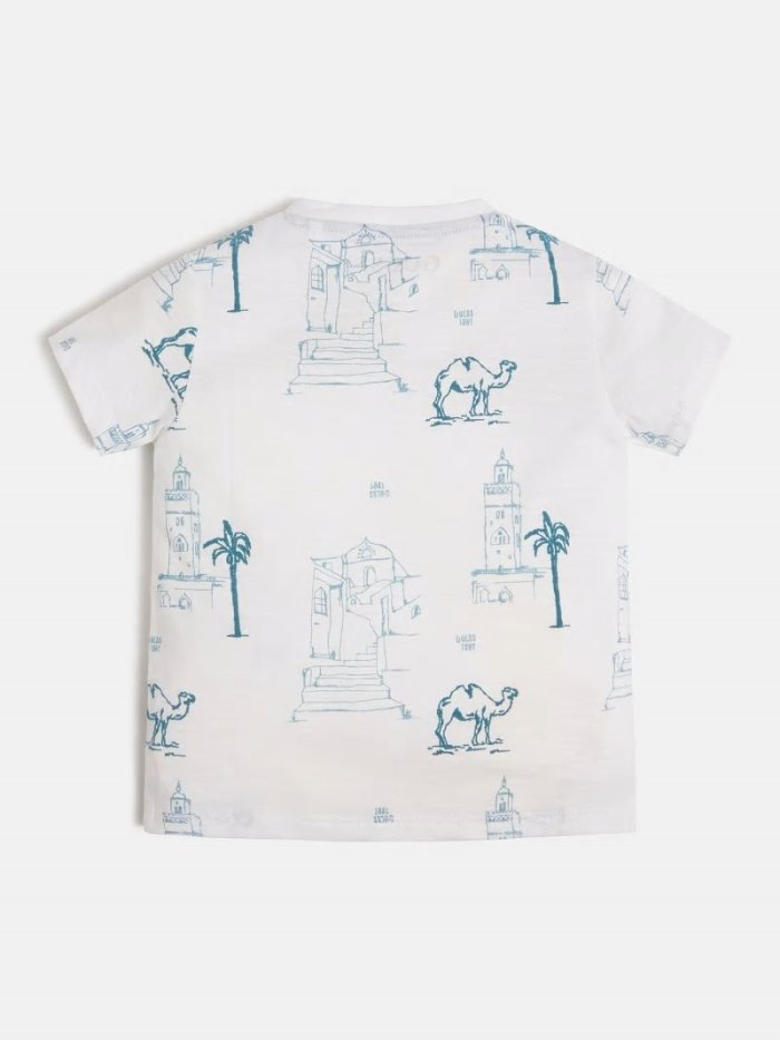 Camiseta Guess Slub All Over Print Niños Azules | SE-450310