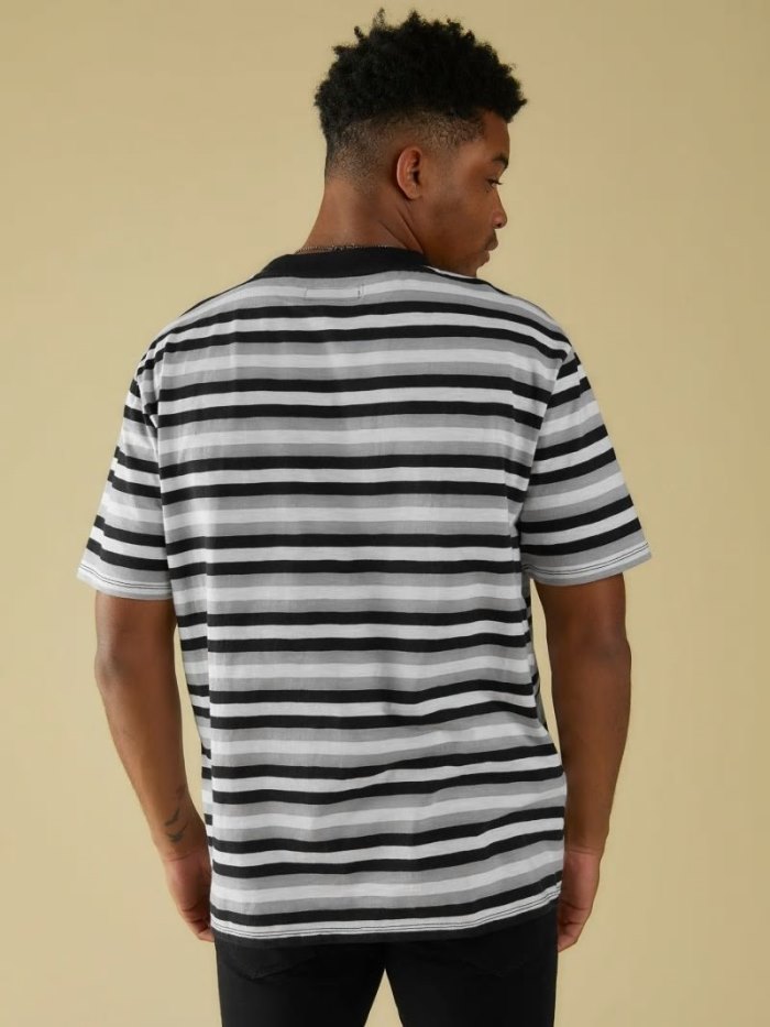 Camiseta Guess Stripe Motif Hombre Negros | SE-475456