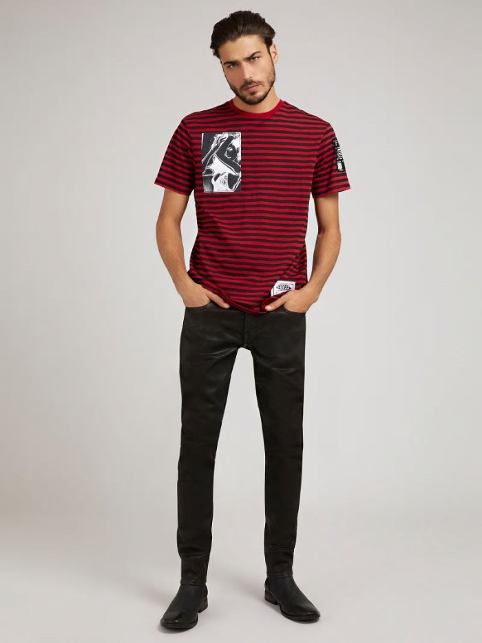 Camiseta Guess Stripe Motif Hombre Rojos | SE-021317