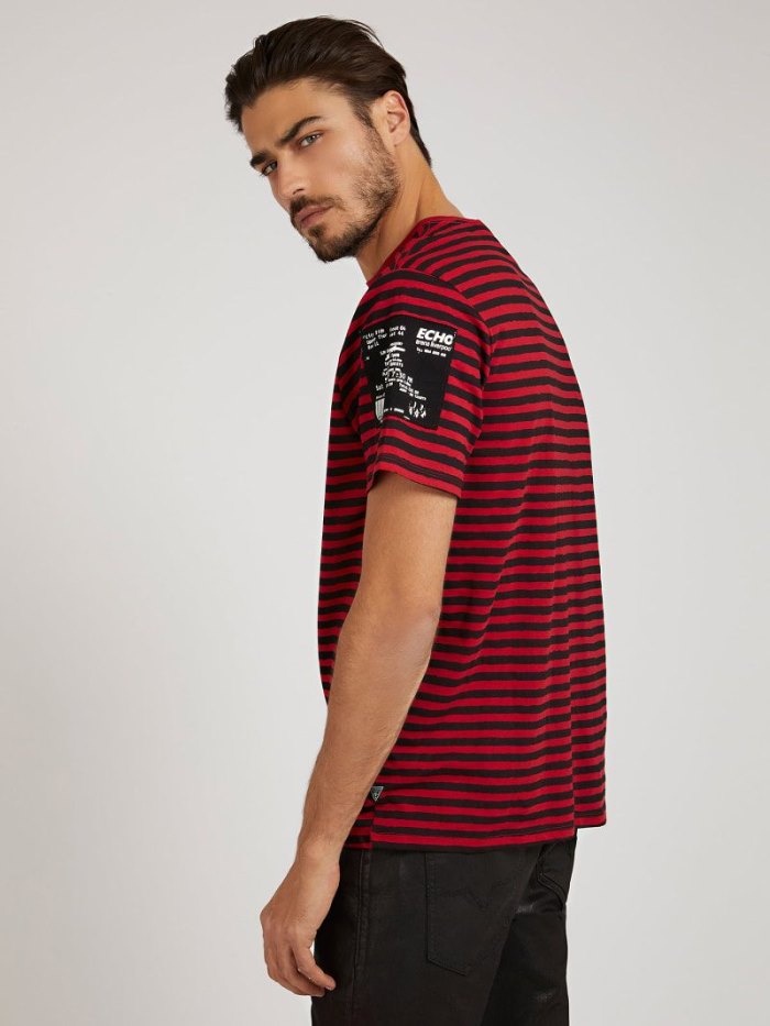 Camiseta Guess Stripe Motif Hombre Rojos | SE-021317