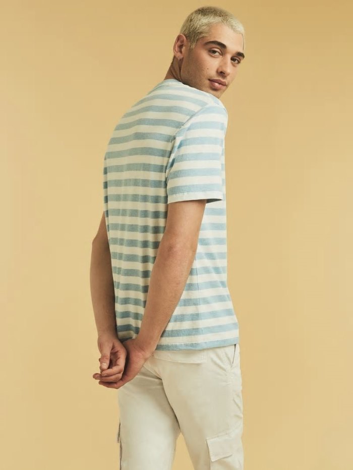 Camiseta Guess Striped Hombre Azules | SE-631385